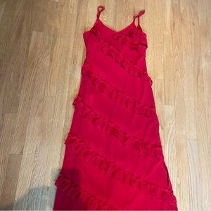 Red Ruffled Maxi Dress